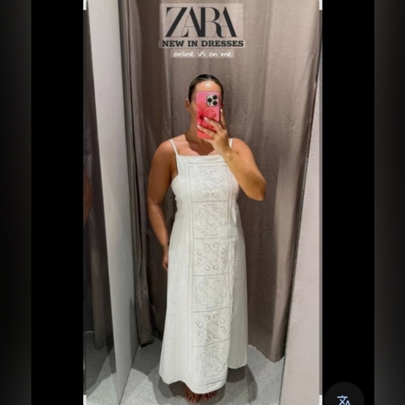 Zara ZW Collection Embroidered Linen Dress - Picture 10 of 10